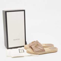 مملوكة مسبقًا Gucci Beige Dusty Pink Charlotte GG Espadrille Flats Size 38