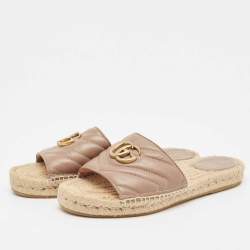 مملوكة مسبقًا Gucci Beige Dusty Pink Charlotte GG Espadrille Flats Size 38