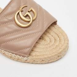 مملوكة مسبقًا Gucci Beige Dusty Pink Charlotte GG Espadrille Flats Size 38