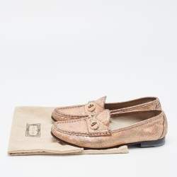 مملوكة مسبقًا Gucci Iridescent Nubuck Leather Horsebit Loafers Size 38.5
