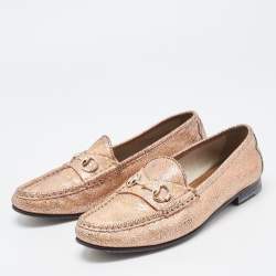 مملوكة مسبقًا Gucci Iridescent Nubuck Leather Horsebit Loafers Size 38.5