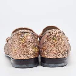 مملوكة مسبقًا Gucci Iridescent Nubuck Leather Horsebit Loafers Size 38.5