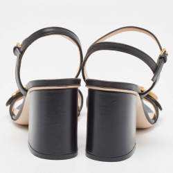 Gucci Black Leather GG Marmont Ankle Strap Sandals Size 36