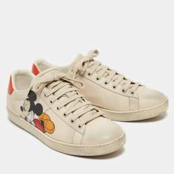Gucci Cream Leather Ace Low Top Sneakers Size 38