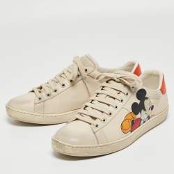 Gucci Cream Leather Ace Low Top Sneakers Size 38