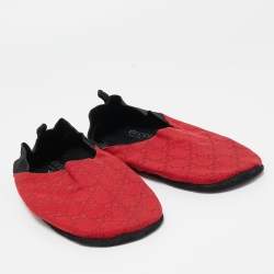 مملوكة مسبقًا حذاء فلات غوتشي قماش وكانفاس غوتشيسيما أحمر/أسود مقاس 36