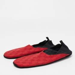 مملوكة مسبقًا حذاء فلات غوتشي قماش وكانفاس غوتشيسيما أحمر/أسود مقاس 36