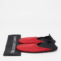 مملوكة مسبقًا حذاء فلات غوتشي قماش وكانفاس غوتشيسيما أحمر/أسود مقاس 36