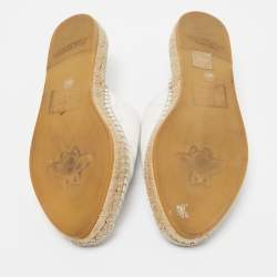 Pre Owned Gucci White Leather GG Marmont Espadrille Mules Size 35.5