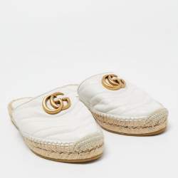 Pre Owned Gucci White Leather GG Marmont Espadrille Mules Size 35.5