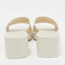 Gucci White Rubber Block Heel Slide Sandals Size 35