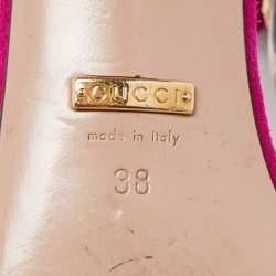 Gucci Pink Suede Horsebit Ankle Strap Flat Sandals Size 38