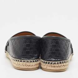 Gucci Black Microguccissima Leather Slip On Espadrille Flats Size 38