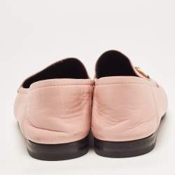 Gucci Pink Leather Jordaan Loafers Size 37