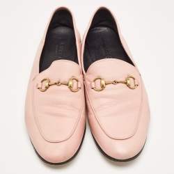 Gucci Pink Leather Jordaan Loafers Size 37