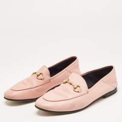 Gucci Pink Leather Jordaan Loafers Size 37