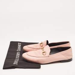 Gucci Pink Leather Jordaan Loafers Size 37