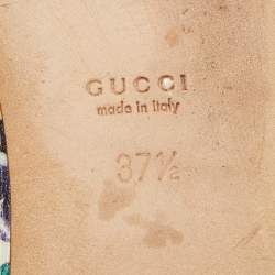 Pre Owned Gucci Multicolor Leather Flora Print Bow Ballet Flats Size 37.5