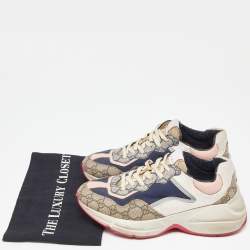 Gucci Multicolor GG Supreme,Leather and Canvas Rhyton Sneakers Size 38