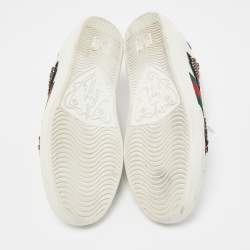 Pre Owned Gucci White Arrow Embellished Leather Ace Low Top Sneakers Size 37