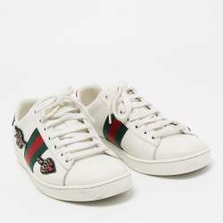 Pre Owned Gucci White Arrow Embellished Leather Ace Low Top Sneakers Size 37