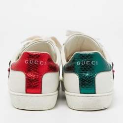 Pre Owned Gucci White Arrow Embellished Leather Ace Low Top Sneakers Size 37