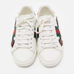 Pre Owned Gucci White Arrow Embellished Leather Ace Low Top Sneakers Size 37