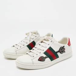 Pre Owned Gucci White Arrow Embellished Leather Ace Low Top Sneakers Size 37