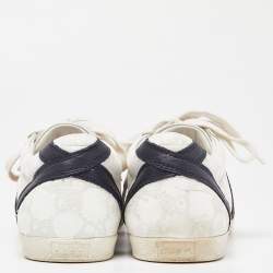 مملوكة مسبقًا Gucci White Guccissima Leather Web Low Top Sneakers Size 37