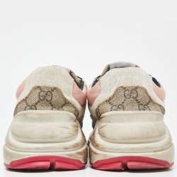 Gucci Multicolor Fabric and GG Supreme Canvas Rhyton Sneakers Size 38