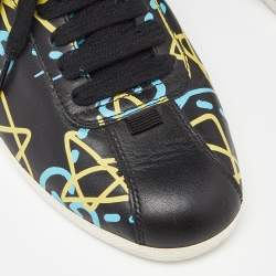 Gucci Black Graffiti Leather Ghost High Top Sneakers Size 35.5