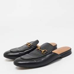 Gucci Black Leather Princetown Mules Size 36  