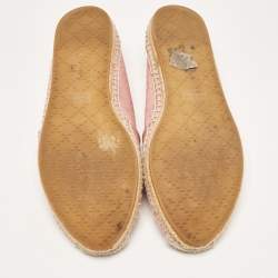 Pre Owned Gucci Pink GG Canvas and Leather Espadrille Flats Size 38