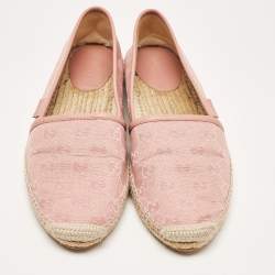 Pre Owned Gucci Pink GG Canvas and Leather Espadrille Flats Size 38