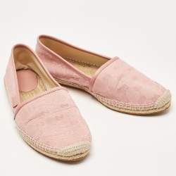 Pre Owned Gucci Pink GG Canvas and Leather Espadrille Flats Size 38