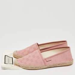 Gucci Pink GG Canvas and Leather Espadrille Flats Size 38