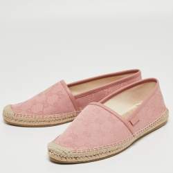 Gucci Pink GG Canvas and Leather Espadrille Flats Size 38