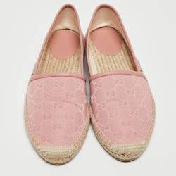 Gucci Pink GG Canvas and Leather Espadrille Flats Size 38