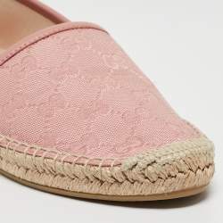 Gucci Pink GG Canvas and Leather Espadrille Flats Size 38