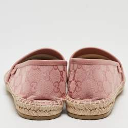 Gucci Pink GG Canvas and Leather Espadrille Flats Size 38