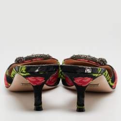 Gucci Multicolor Floral Brocade Fabric Dionysus Square Toe Slip On Mules Size 38