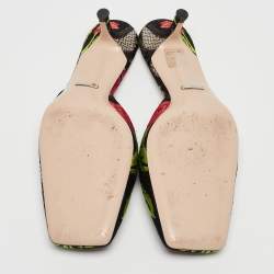 Gucci Multicolor Floral Brocade Fabric Dionysus Square Toe Slip On Mules Size 38