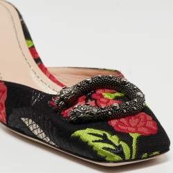 Gucci Multicolor Floral Brocade Fabric Dionysus Square Toe Slip On Mules Size 38