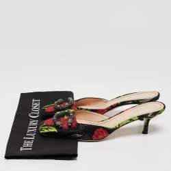 Gucci Multicolor Floral Brocade Fabric Dionysus Square Toe Slip On Mules Size 38