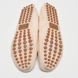 Pre Owned Gucci Light Pink Suede Bamboo Tassel Slip On Loafers Size 37.5