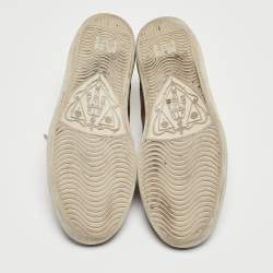 Gucci Purple/Beige Leather and Guccissima Canvas Low Top Sneakers Size 37.5