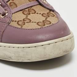 Gucci Purple/Beige Leather and Guccissima Canvas Low Top Sneakers Size 37.5