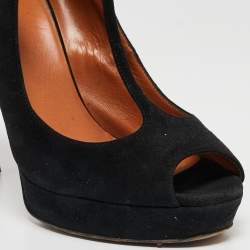 Pre Owned Gucci Black Suede Betty T-Strap Pumps Size 39.5