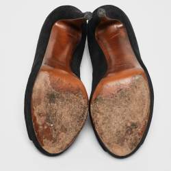 Pre Owned Gucci Black Suede Betty T-Strap Pumps Size 39.5