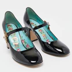 Pre Owned Gucci Black Patent Leather Lois Bee Mary Jane Pumps Size 37
